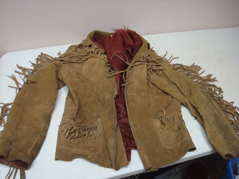 lot 143 image: Vintage Leather Fringe Jacket, Used, Shows Wear