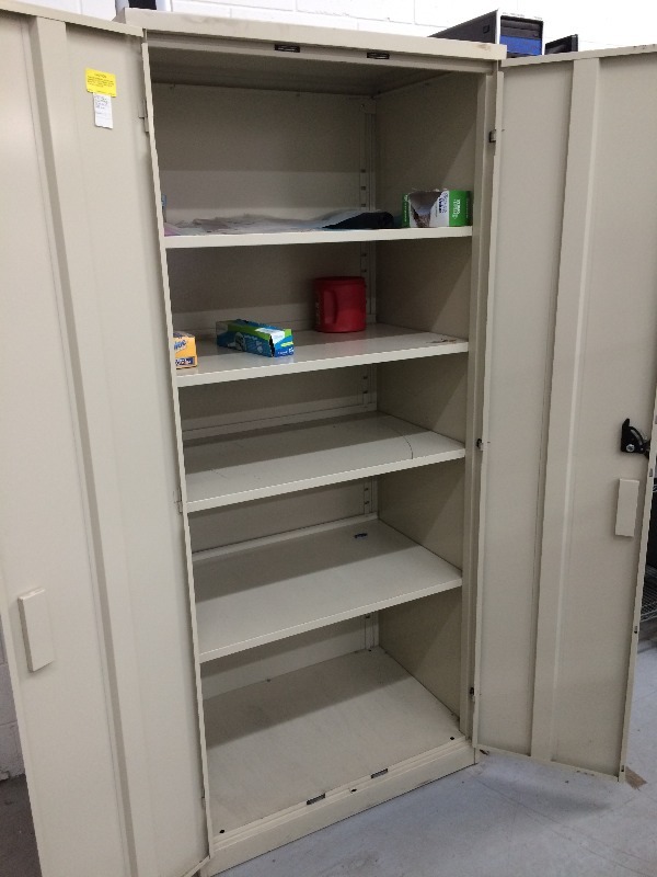Metal Storage Cabinet  very good condition  36 wide x 24 deep x 80 tall