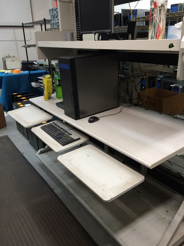 Testing Table  shelving   Measures 72 wide x 32 deep x 89 tall