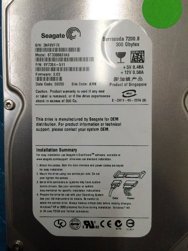 300 GB Hard drive