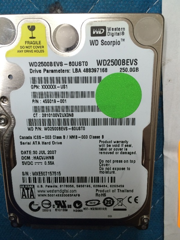 250 GB Hard Drives   Lot of 5