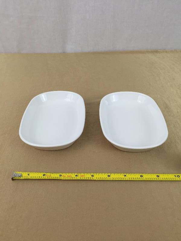 lot 8 image: 2 Corning Ware Sidekick P-140-B 4-12 X 6-34 White Appetizer Dishes Corningware For Microwave & Oven Shallow Bowls