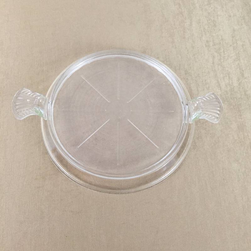 lot 15 image: Vintage Fire King Clear Glass Hot Plate Trivet w Handles - Looks Brand New
