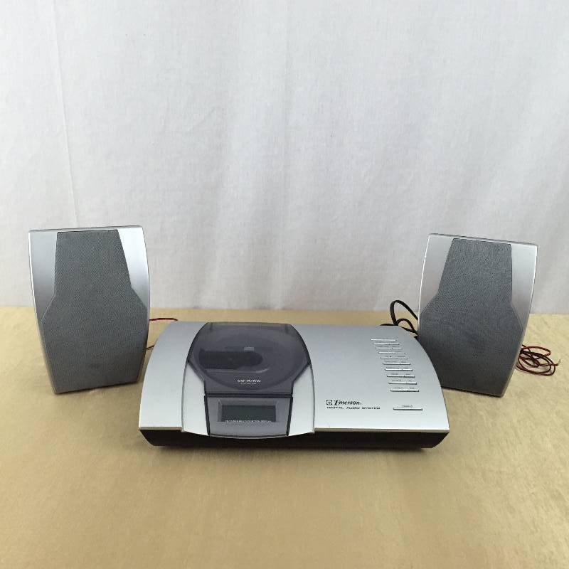 lot 32 image: Works Great EMERSON ES920 Executive Style Audio System w CD-RRW Player Digital Tuner with Pair Emerson Surround Sound 4 OHM Speakers