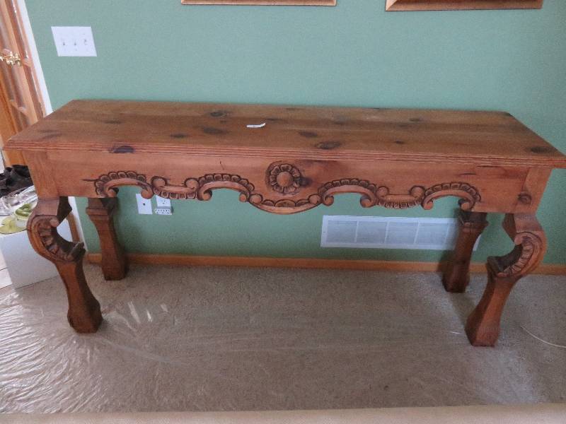Hand carved wood sofa table