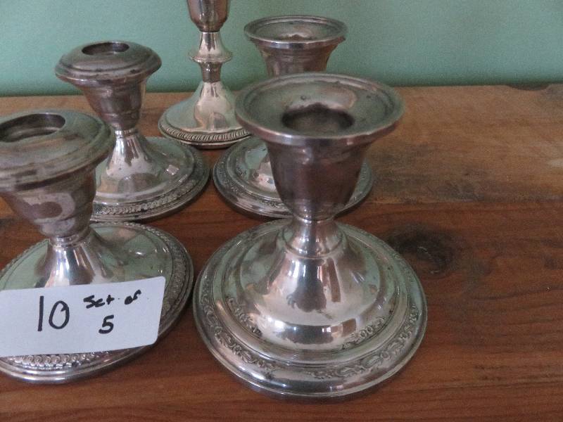 set of 5 Sterling Silver Candle holders