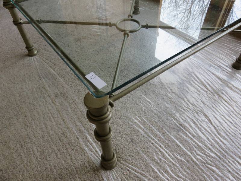 Large Glass and Metal Coffee Table