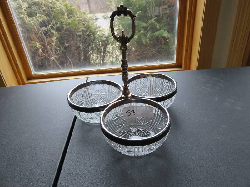 Crystal and Silver Plate Serving dish