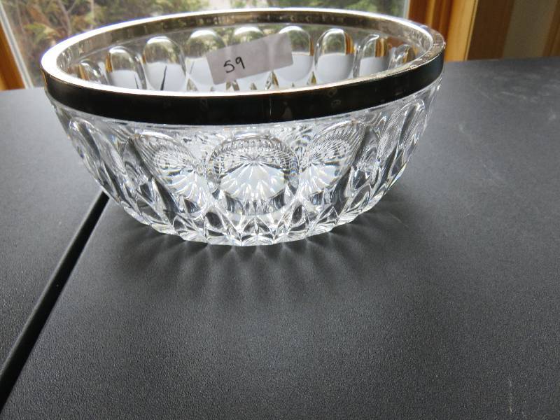 Crystal and silver Plate Plate Bowl