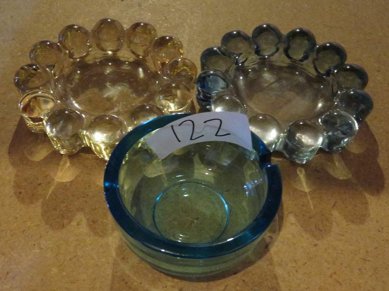lot of three glass ashtrays