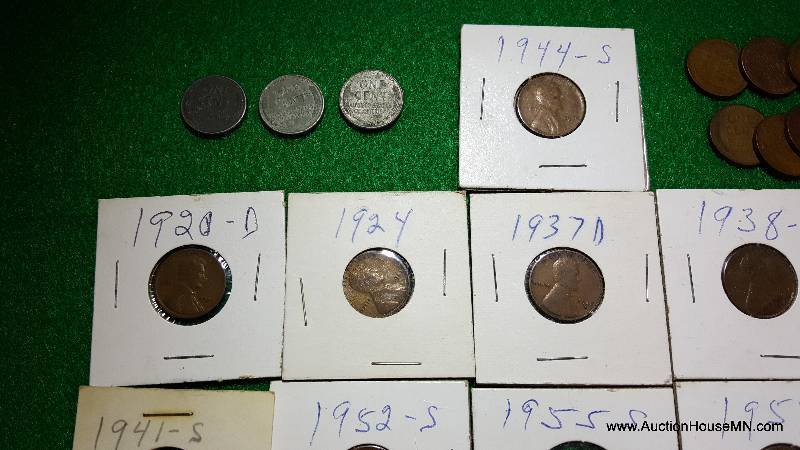 Large Group of Wheat Cents  Steel