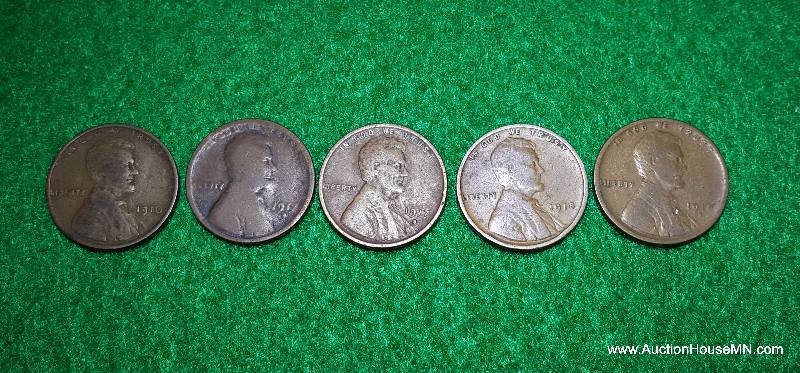 (5) Pre-1920 Wheat Cents