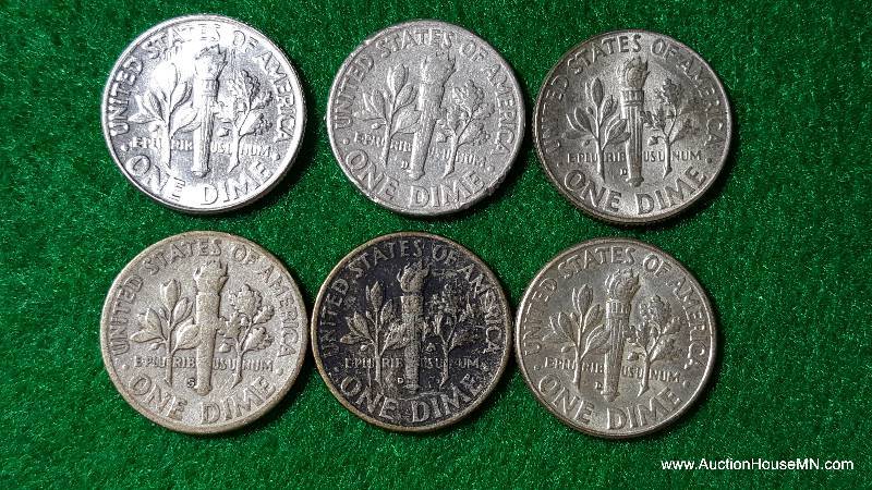 (6) Roosevelt Silver Dimes