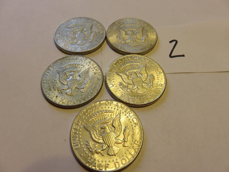 Lot of 5 U.S. Half Dollars (1964)