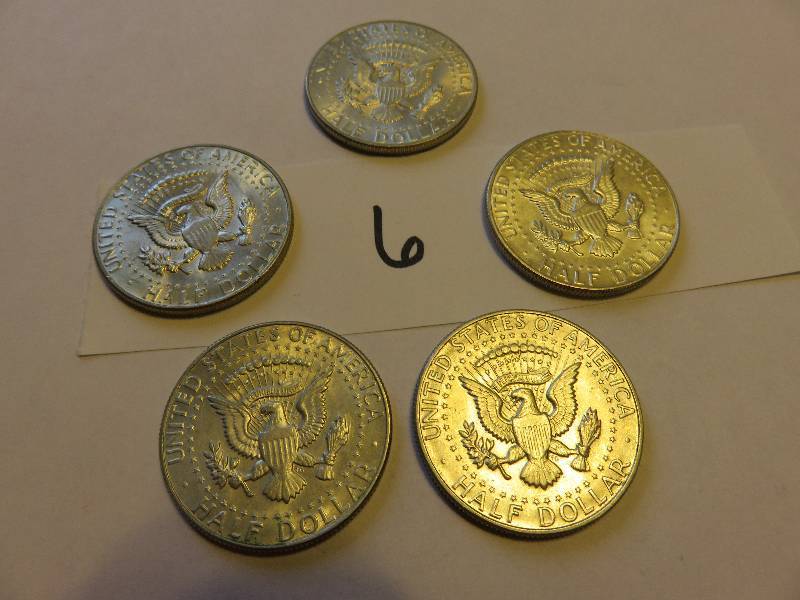 Lot of 5 U.S. Half Dollars (1965)