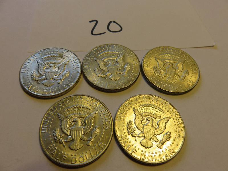 Lot of 5 U.S. Half Dollars (1967)