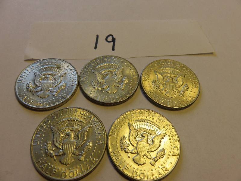 Lot of 5 U.S. Half Dollars (1967)