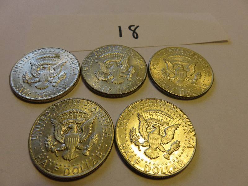 Lot of 5 U.S. Half Dollars (1967)