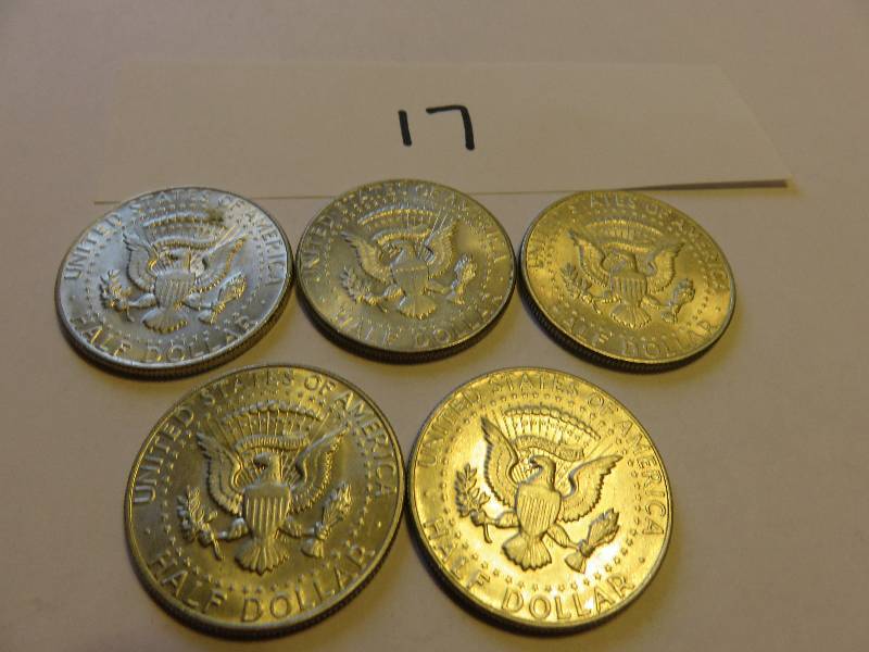 Lot of 5 U.S. Half Dollars (1967)