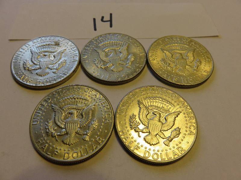 Lot of 5 U.S. Half Dollars (1967)