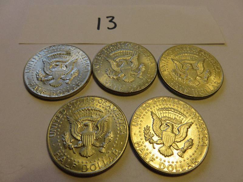 Lot of 5 U.S. Half Dollars (1967)