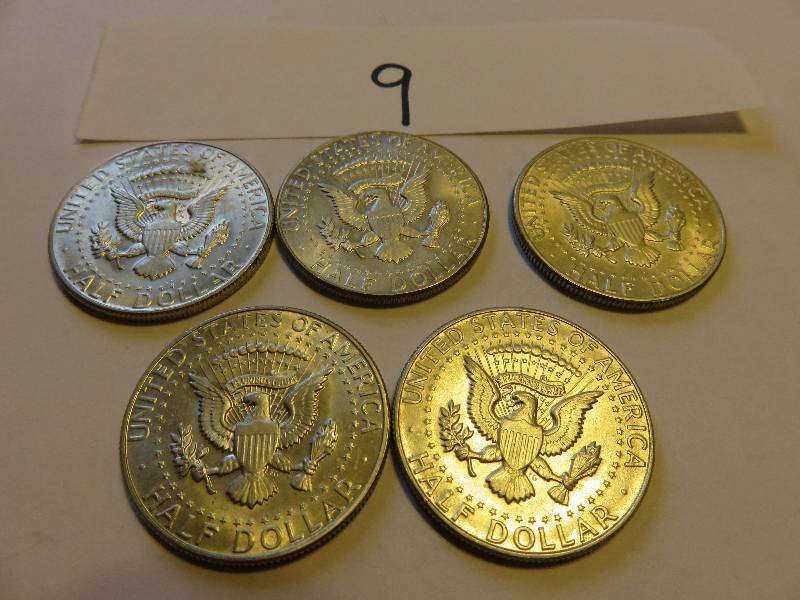 Lot of 5 U.S. Half Dollars (1967)