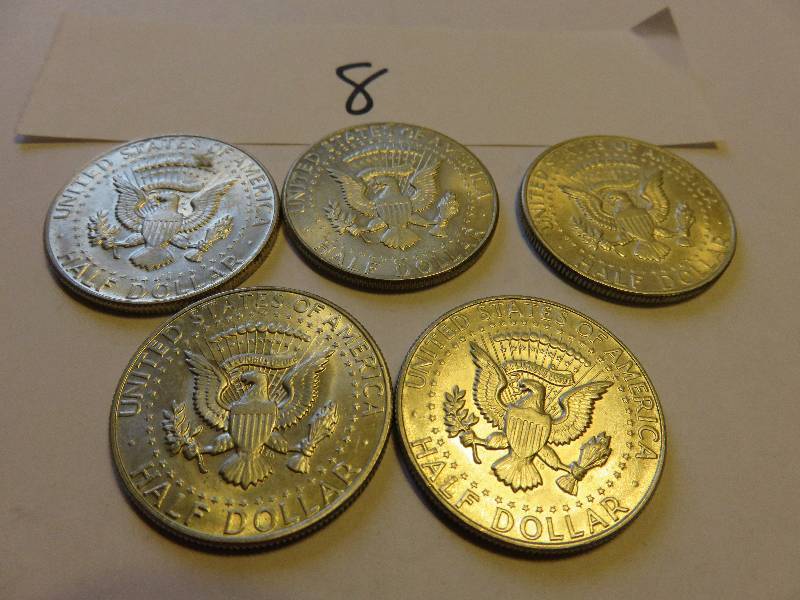 Lot of 5 U.S. Half Dollars (1967)