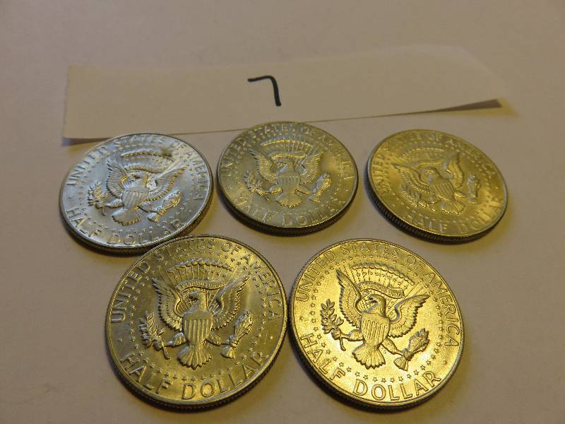 Lot of 5 U.S. Half Dollars (1967)
