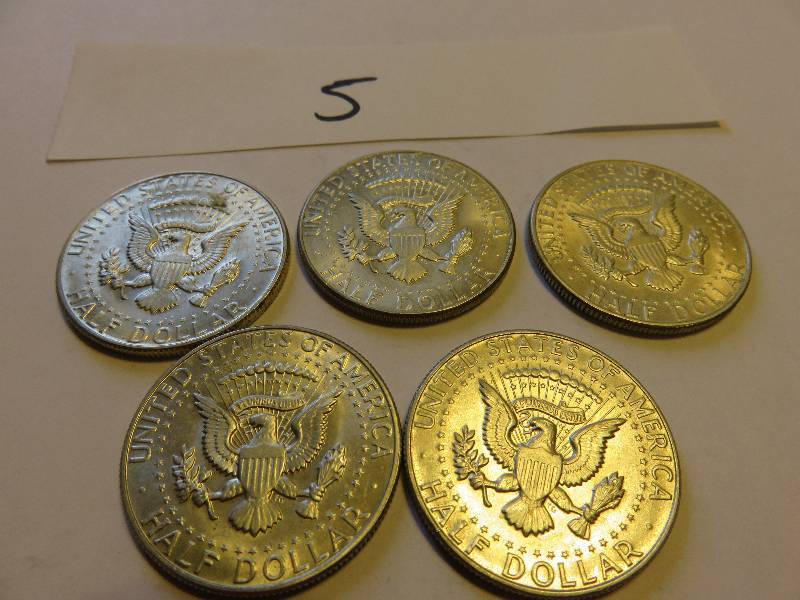 Lot of 5 U.S. Half Dollars (1967)