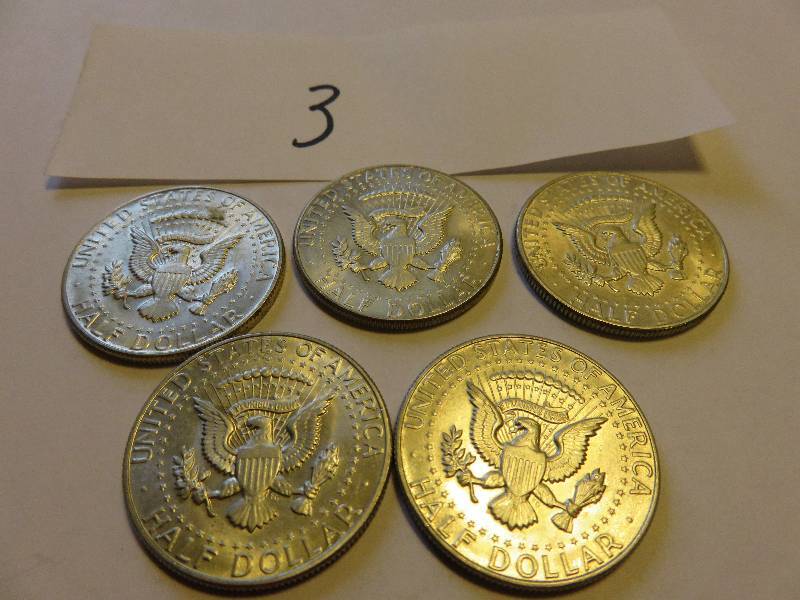Lot of 5 U.S. Half Dollars (1967)