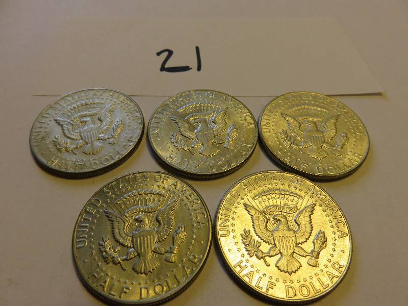 Lot of 5 U.S. Half Dollars (1966)