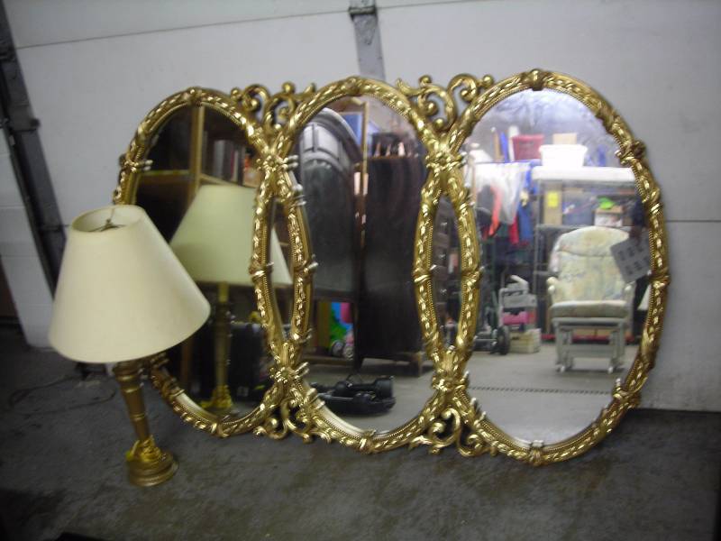 Large Ornate Mirror 66x44 & Lamp 32 Tall