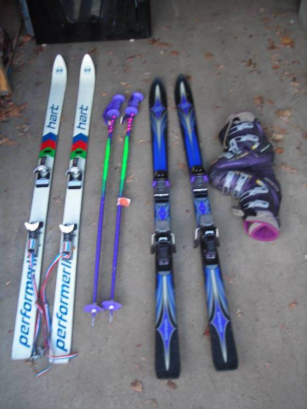 Pair K2 Skis, Pair Hart Skis, Pair Ski Poles, Solomon Boots (292 mm)