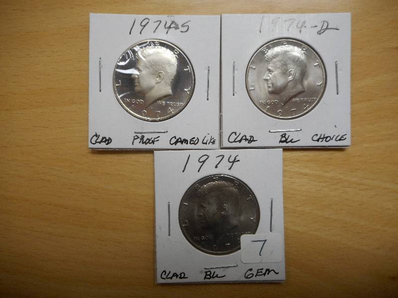 (3) Set Of 1974 Kennedy Clad Halves...