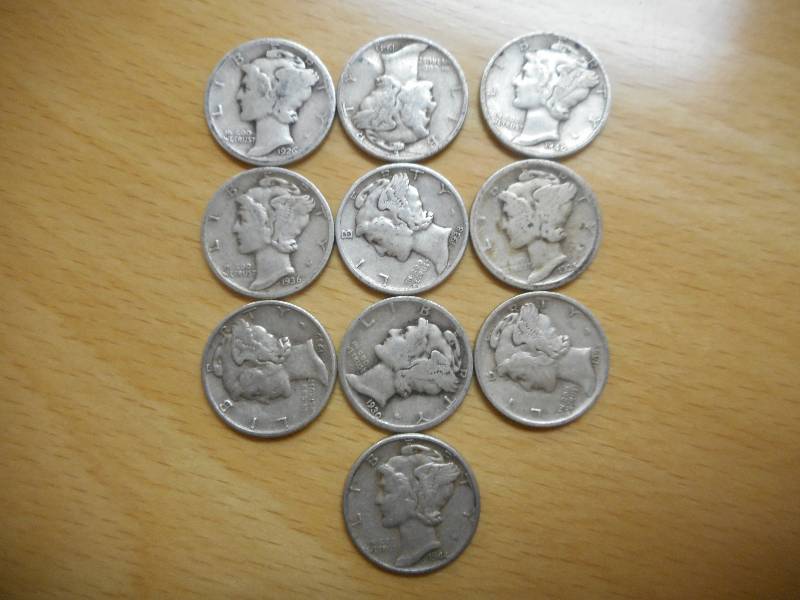 (10) Mercury Dimes From The 20s---...