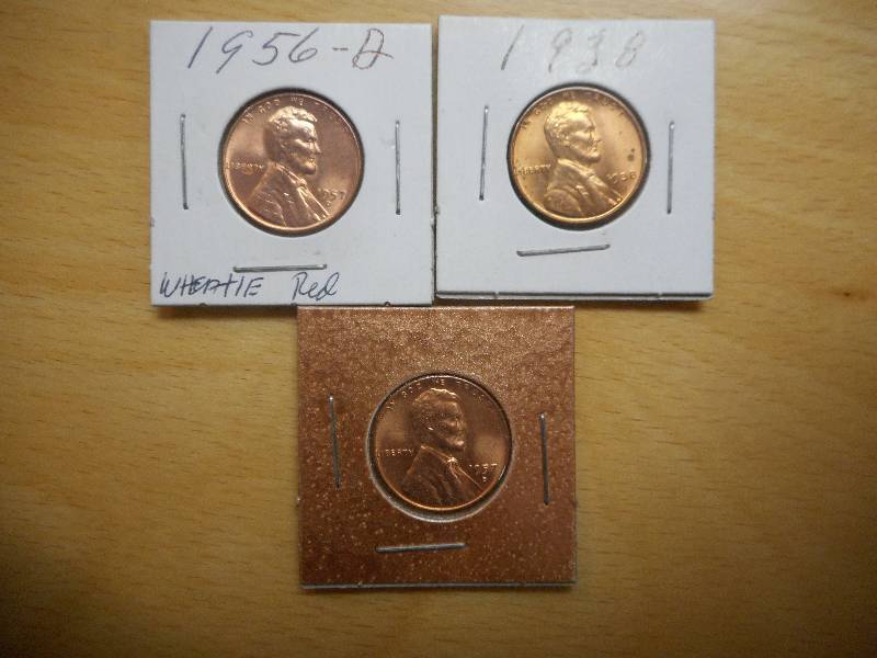 (3) Red Wheat Cents, 1938, 1956-D, ...