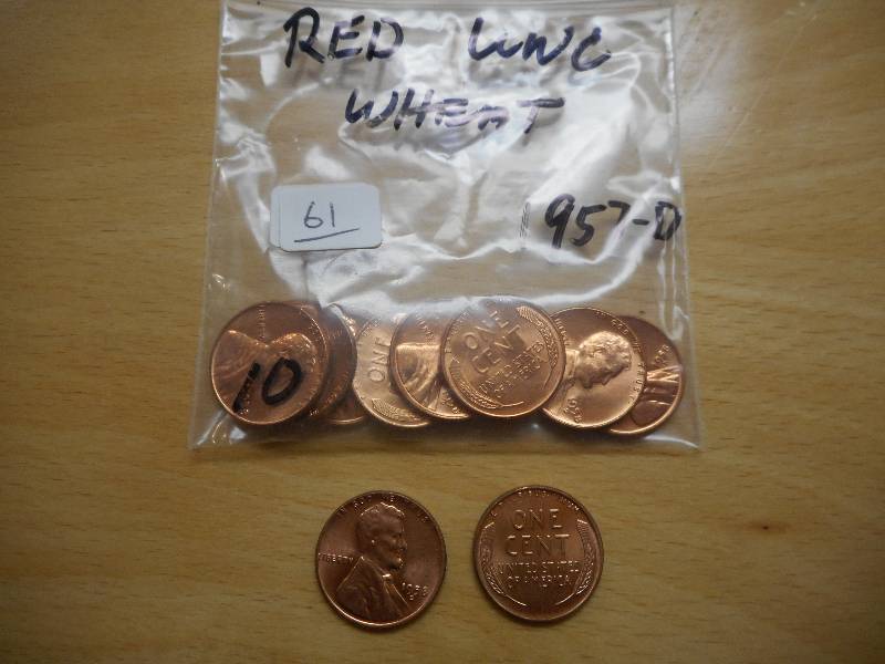 (10) Red UNC 1957-D Wheat Cents ...