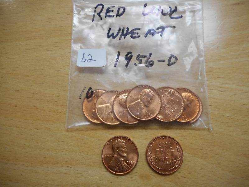 (10) Red UNC 1956-D Wheat Cents ...