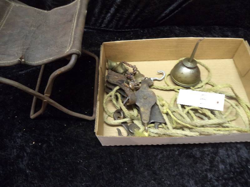 Lot Misc - Union Oil Can, Pulley, Camp Chair