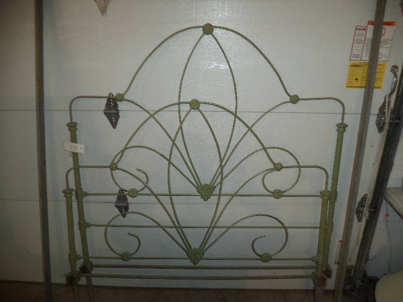 Vintage Iron Headboard & Footboard - Green