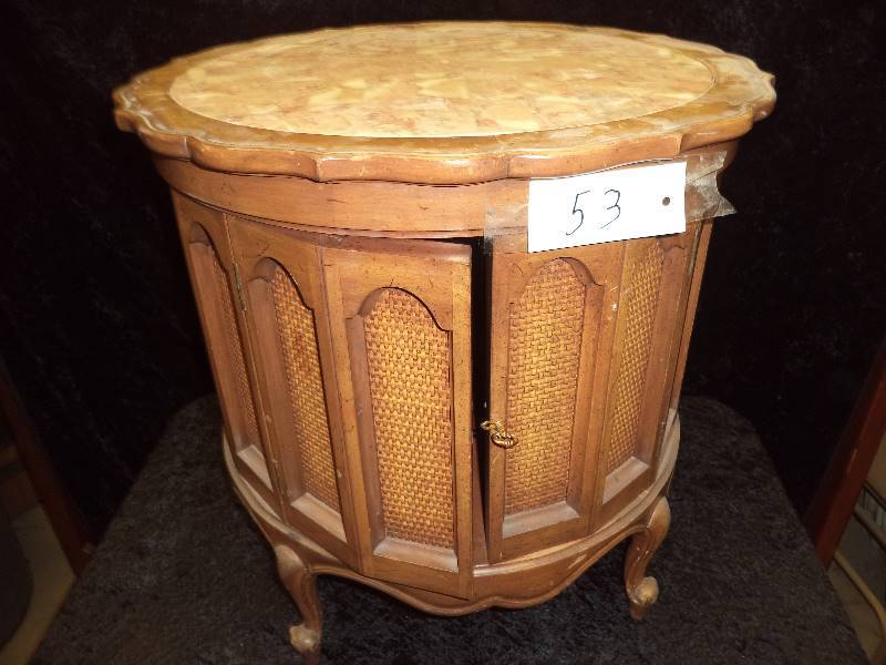 Round Side Table with Marble Top
