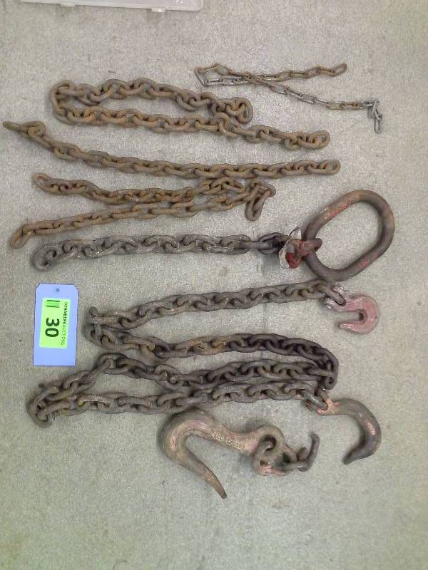 Miscellaneous chain and hook lot