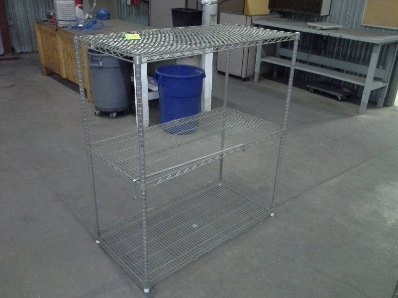 Wire metal shelving, three shelves