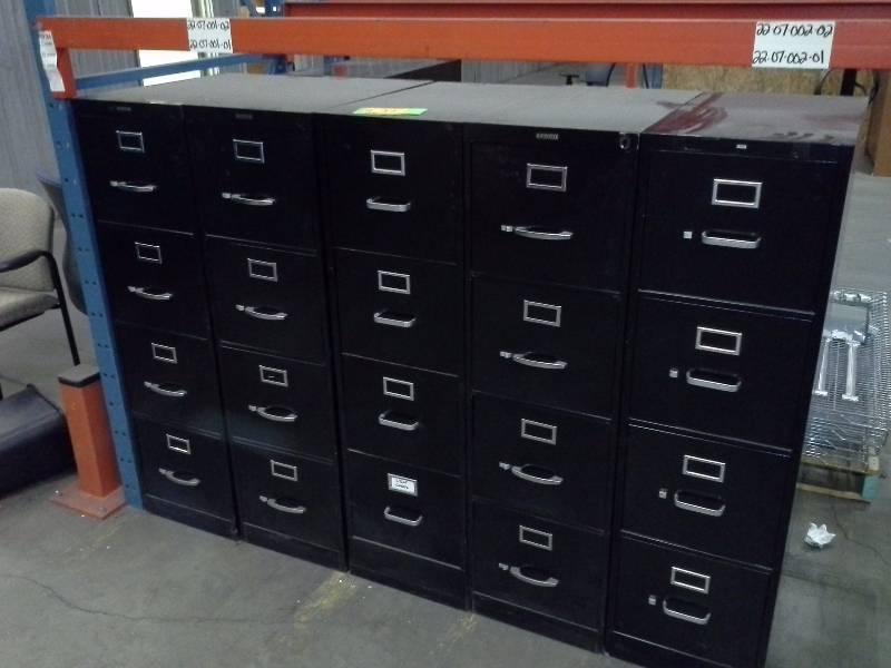 6 standard, 4 drawer file cabinets