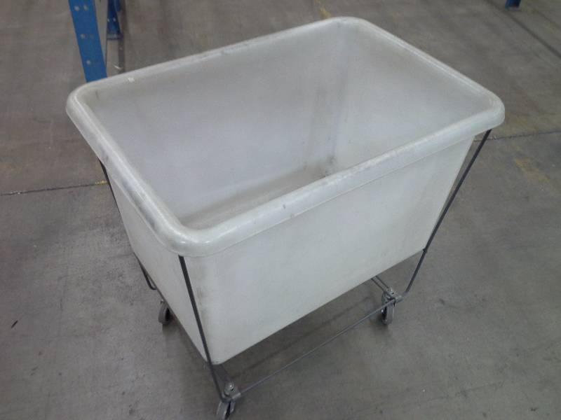 Plastic bucket on wheels