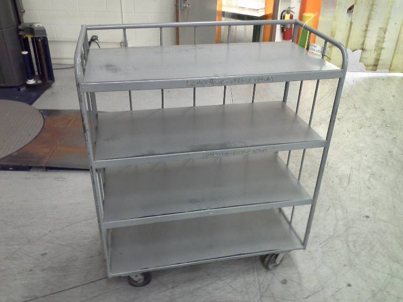 Rolling metal cart, 4 shelves with backstop