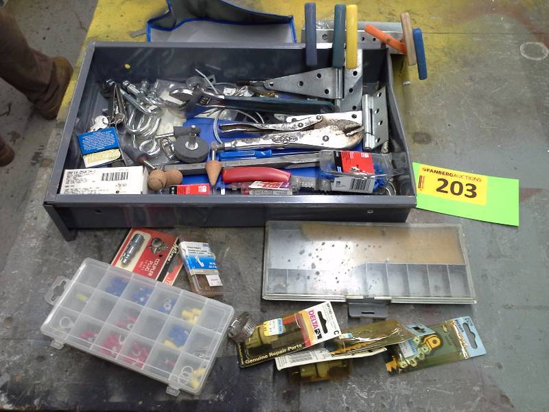 Miscellaneous lot of tools, hardware, and other items.