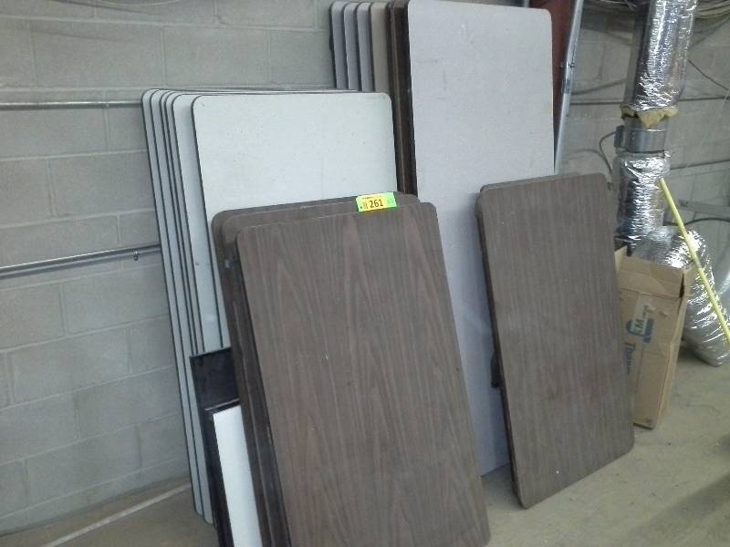 Lots of folding tables, particleboardlaminate