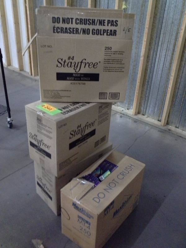 3 cases of feminine hygiene products (pads)