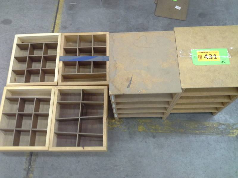 Lot of wooden shelvesorganizers